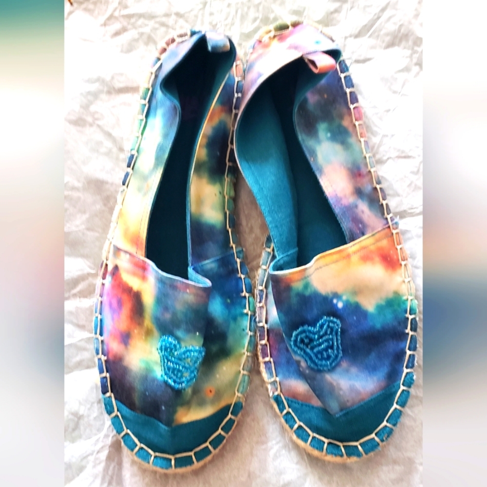 Disney Parks Mickey Mouse Tie Dye Beaded Espadrilles - 9M (run small) - NWOT